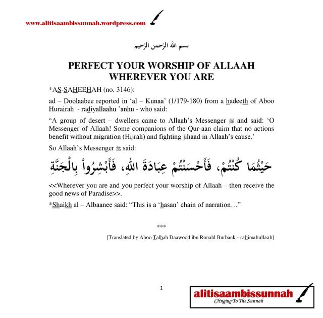 PERFECT YOUR WORSHIP OF ALLAAH WHEREVER YOU ARE-page-001